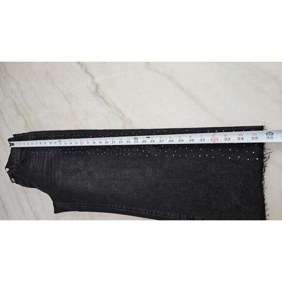 Flying Angel Black Flare Legs Five Pockets Zipper Button Women's Jeans Size 5/27 - Picture 5 of 7